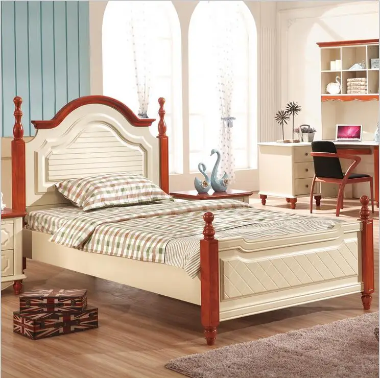 Us 580 0 Mediterranean Rustic Wood Bed American Country Side Bedroom Furniture 1 5m P10266 In Beds From Furniture On Aliexpress