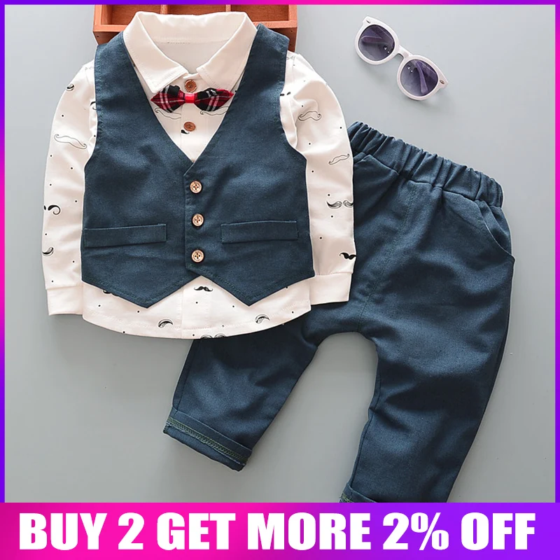Newborn baby spring boys 3pcs clothing set toddler cotton gentleman