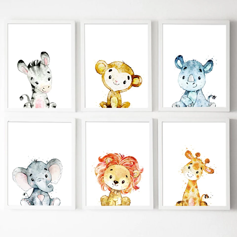 Lion-Monkey-Elephant-Giraffe-Nursery-Nordic-Posters-And-Prints-Wall-Art-Canvas-Painting-Wall-Pictures-Baby