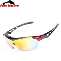 PureLeisure, 1 комплект, 5 линз, Gafa Polarizada, мужские спортивные солнцезащитные очки, поляризационные, подходят для кемпинга, пеших прогулок, очки для велоспорта, рыбалки - Цвет: blcakred