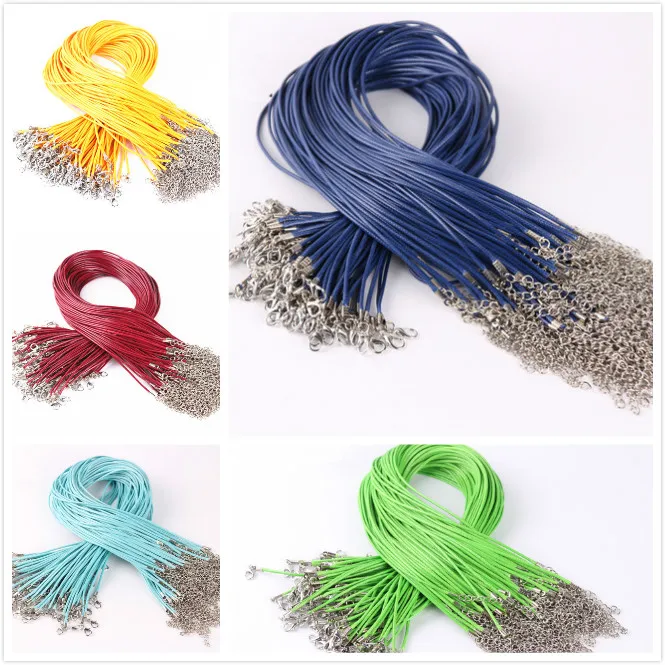 

New 2019 DIY Fashion Wax Rope Chain Necklaces Crystal Necklace Women Holiday Beach Statement Jewelry