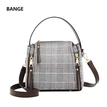 

BANGE New Single shoulder slanted span handbag Classic Plaid lines shoulder Messenger bags women handbags