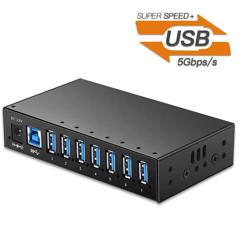 

Onvian USB 3.0 Hub 7 Ports Powered USB 3.0 Hub Splitter Aluminum High Speed USB 3.0 Splitter with LEDs and Mounting Brackets