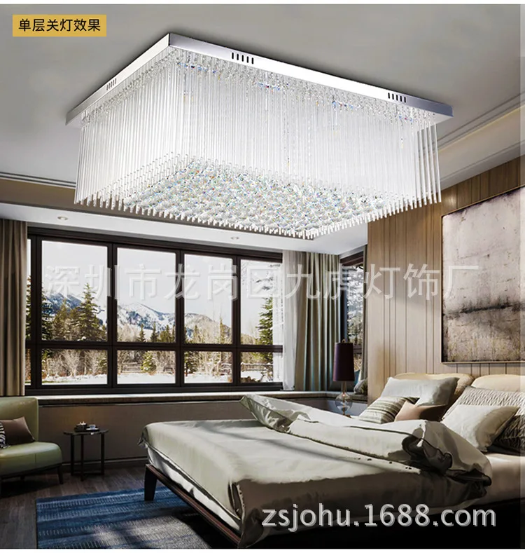 L простая современная хрустальная лампа, лампа для гостиной, роскошная атмосфера, прямоугольная люстра для спальни ресторана, светодиодный