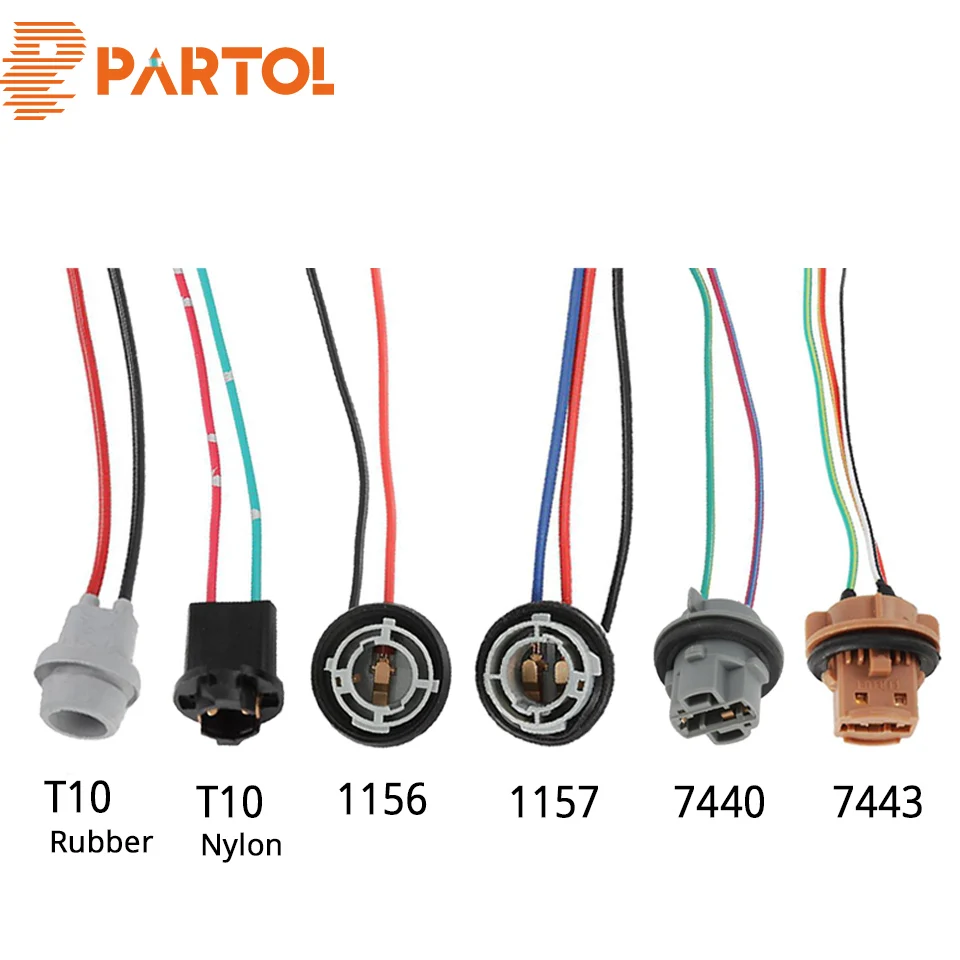 

Partol 2pcs T10 1156 1157 7440 7443 Car LED Lamp Bulbs Sockets Adapters Extension Connector Auto Plug Bulb Holder Rubber Nylon
