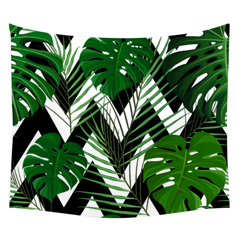 Бохо растение зеленая стена гобелен тропические цветы живопись индивидуальные настенный гобелен из ткани декорации и подарки на день рожденья одеяло - Цвет: GT22-7