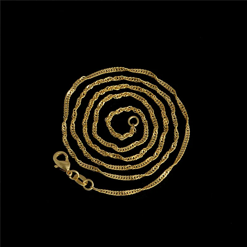

MISANANRYNE Gold color Womens 2MM Water Wave Beautiful Chain Necklace