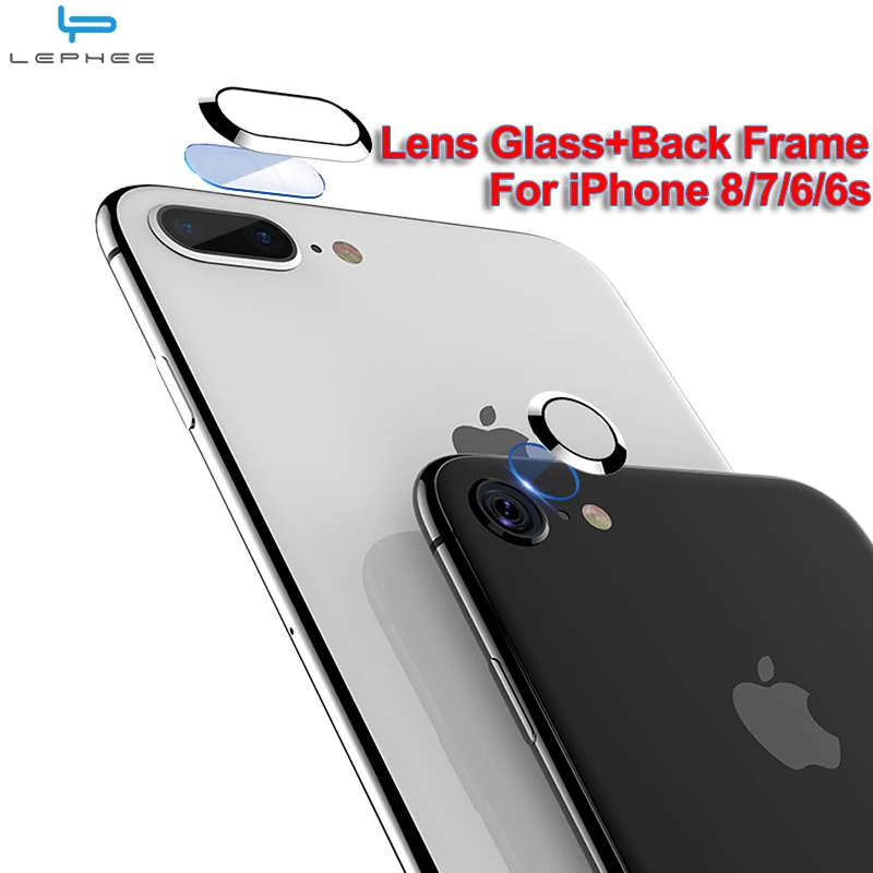 

Tempered Glass For iPhone 8 7 6 S 6s Plus Screen Protector+Metal Rear Lens Protective Ring Frame+Back Camera Glass For iPhone7 8
