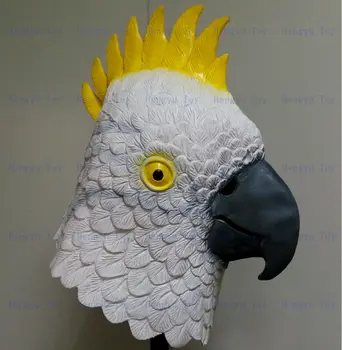 

Halloween Party Adult Dress Up Realistic Animal Costume Latex White Parrot Mask