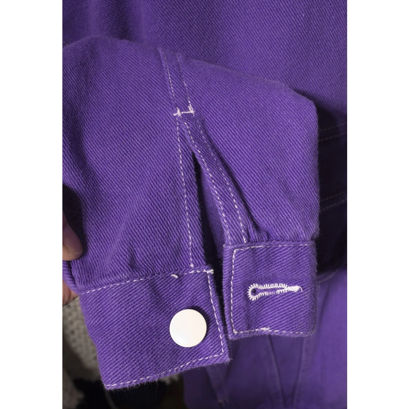 Женская джинсовая куртка в уличном стиле, ультрафиолетовая джинсовая куртка больших размеров, фиолетовая шикарная верхняя одежда и пальто