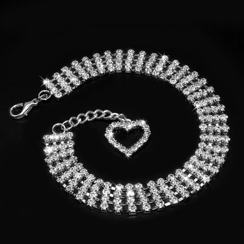 Горный хрусталь маленький щенок воротники, ожерелье с подвеской в виде сердца милый для чихуахуа - Цвет: Белый