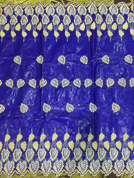 

blue and white fabric embroidered fabric bazin riche fabric nigerian gele headtie net lace with beads woman blouse 7yard/lot