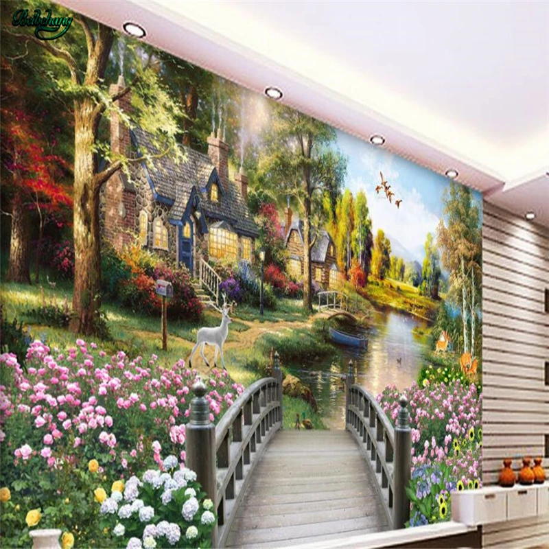 Beibehang 大型カスタム壁紙ファンタジーヨーロッパスタイルアメリカの牧歌的な油絵風景画 Aliexpress