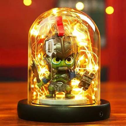 

[New] The Avengers 4 Marvel Heroes The Hulk Q style figure model Action Figure Lighting Room decoration toy baby kids best gift