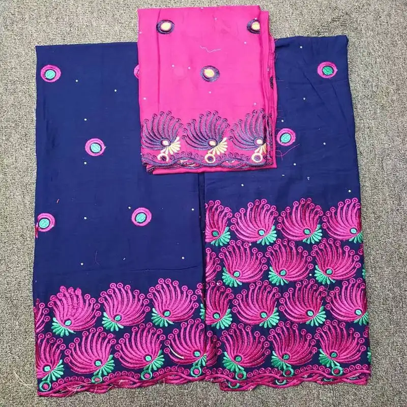 

High quality 100% blue cotton African lace fabric with stones 2019 latest embroidery fabric Swiss voile lace in Switzerland
