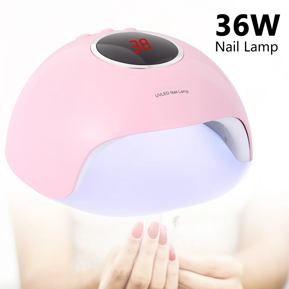 36W LED Lamp for Nail with LCD UV Lamp for Gel Nails Polish Nail Dryer for Manicure Sun Light 30s/60s/90s USB Connector