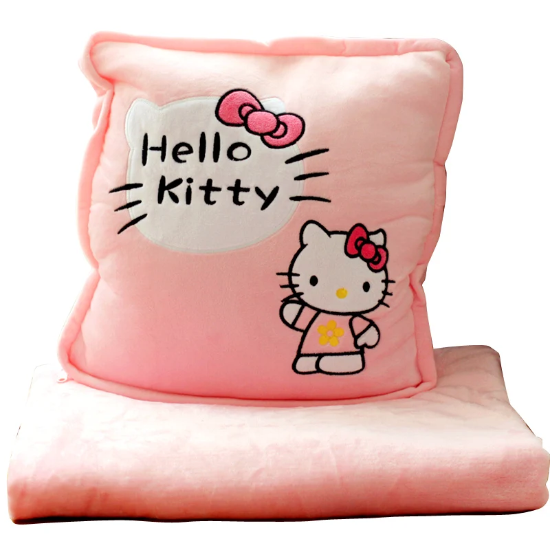 

Cartoon pillow blanket three-in-one hand warmer pillow quilt dual-use coral fleece blanket cushion