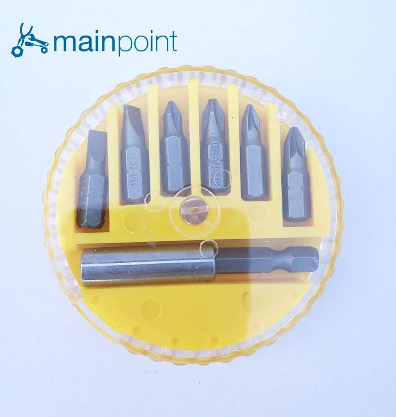 Mainpoint 7 Pieces Multi Purpose Screwdriver Bits Set Colour Code PH PZ