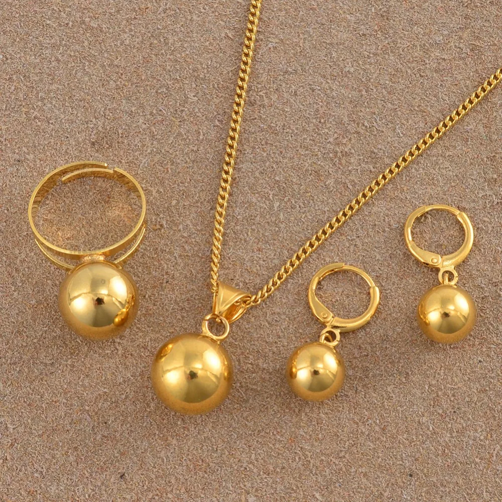Anniyo мяч ожерелья с подвесками с бусинами серьги кольцо для женщин девочек фоны Ювелирные наборы Свадебные украшения подарки#155506