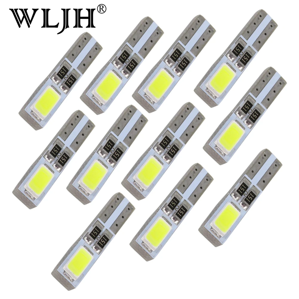 

WLJH 20pcs T5 LED 74 12V Car Styling Angle Eyes LED for Headlight Dashboard Gauge Instrument Door Wedge Gauge Lamp Bulb Canbus