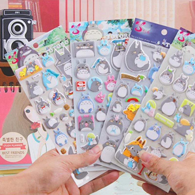 

Creative My Neighbor Totoro Cartoon 3D Stickers Diary Sticker Scrapbook Decoration PVC Stationery Kawaii stickers
