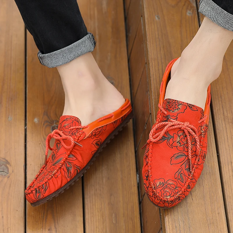 

2019 Summer Shoes Men Breathable Half Slippers Blue Red Men Walking Beach Shoes Fasihon Mens Causal Sneakers