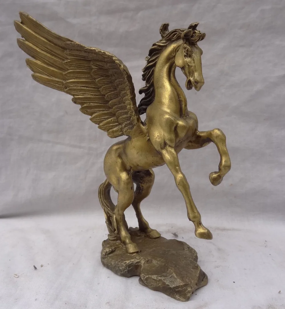 

xd 002144 8" Folk Chinese Pure Brass Decoration FengShui Myth Fly Horse Bronze Statue