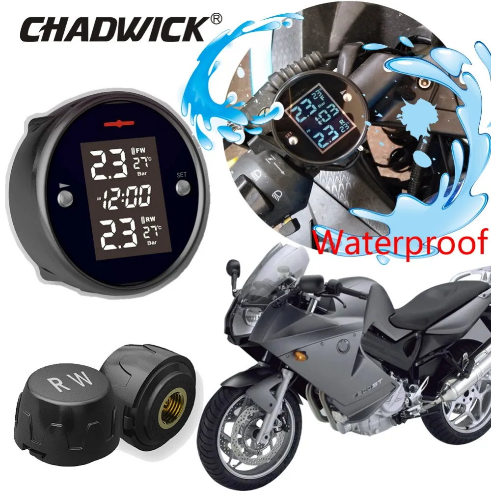

Quality Waterproof Motorcycle Real Time Tire Pressure Monitoring System TPMS Wireless LCD Display External Sensors CHADWICK 777