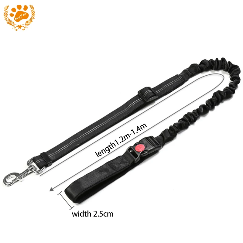 My Pet Adjustable Nylon Elasticity 120 140CM Black Hands Free Leashes