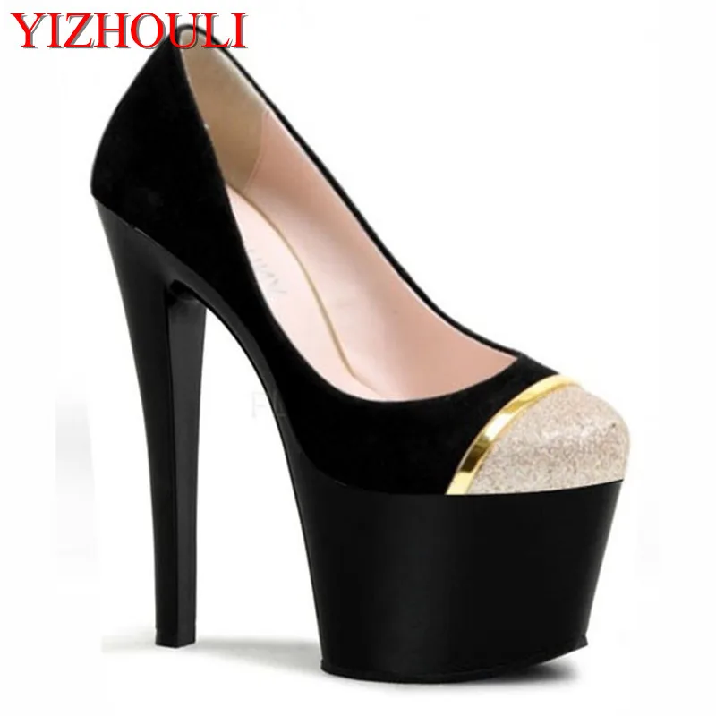 

Single Shoes Super-Elevation 17cm Women's High-Heeled Shoes Platform Shoes 7 Inch High Heels Crystal women's pumps