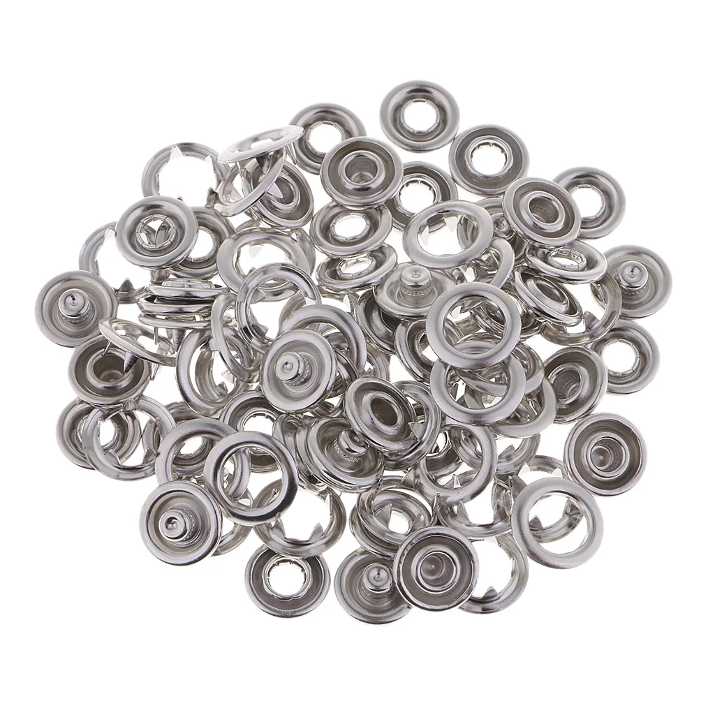 20 Sets Prong Brass Press Studs Open Ring No Sew Snaps Buttons Fasteners