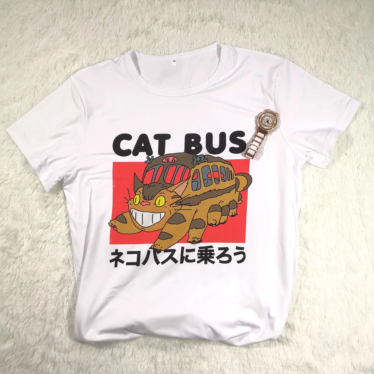 Милый забавный японский модный топ Hillbilly Catbus женский летний с смешным юмором