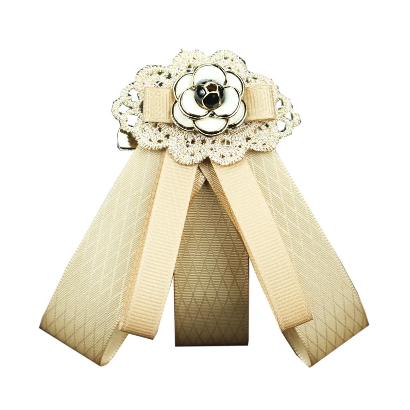 

Original Handmade Flower Lace Ribbon Brooch Business Female Dresses Collar Shirt Bow Tie Brooches Pins for Women's Accessories