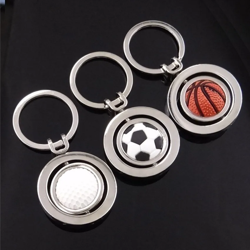 

Fancy&Fantasy Creative 3D Sports Rotating Basketball Keychain Keyring Ball Football Key Ring For Mens Jewelry Gift