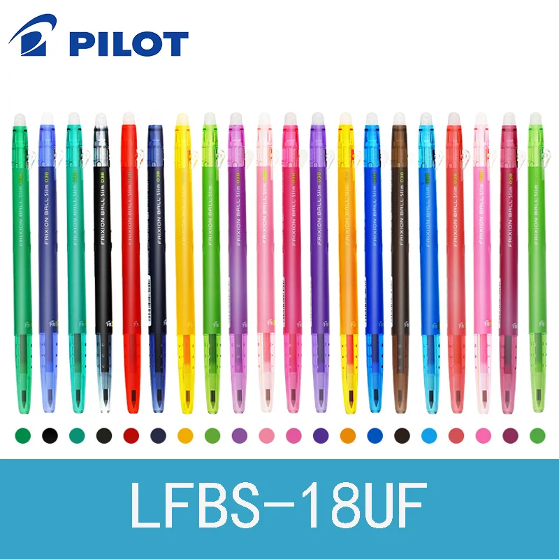 

Pilot Frixion Ball Slim Gel Pen 0.38mm 6pcs/lot 20 colors available Black/Blue/Red/Green/Violet/ Writing Supplies LFBS-18UF