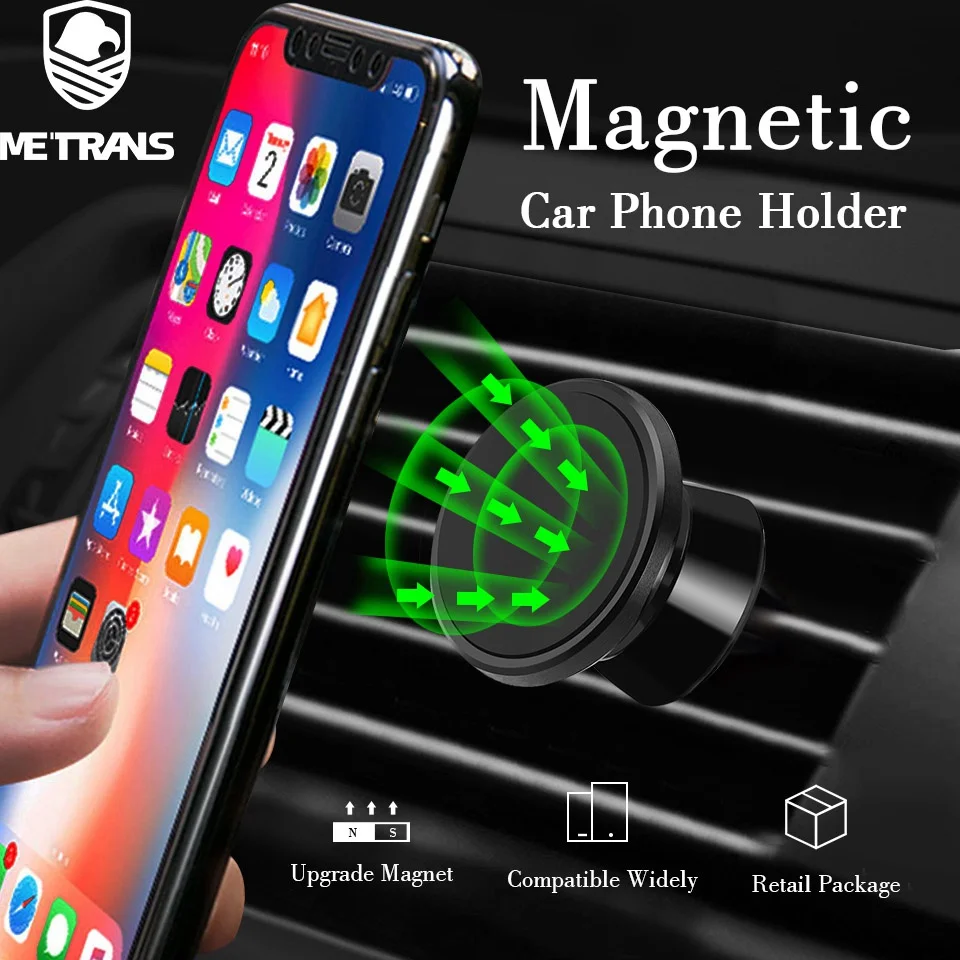 

Metrans Magnetic Car Phone Holder For iPhone 360 Degree Air Vent Outlet Mount Stand Holder For Your Mobile Phone telefon tutucu