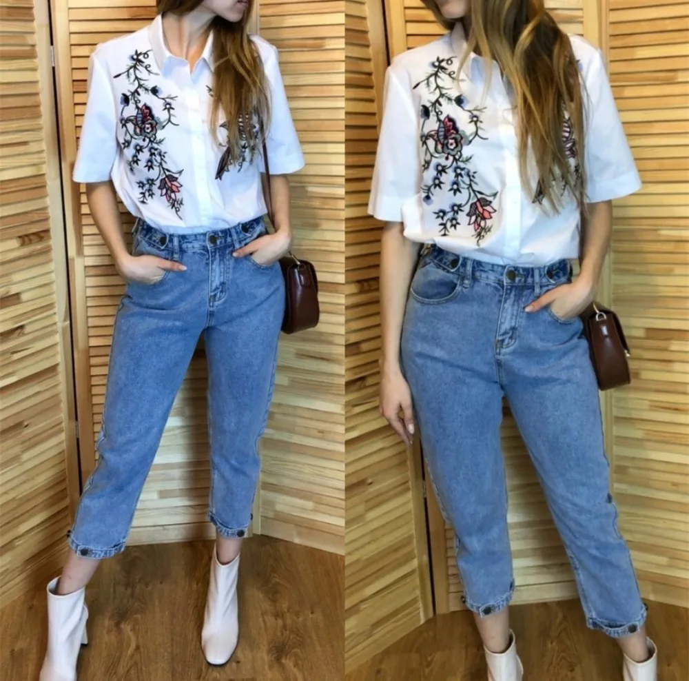 Women Summer 2019 Mom Jeans Harem Jeans Casual Denim Pants Boyfriends Jeans Femme Trousers Ripped Jeans Vintage Retro