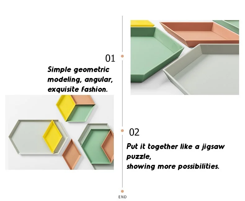 4 шт., красочный инновационный геометрический лоток для хранения, съемный пластиковый комбинированный настольный лоток для хранения фруктов, съемная тарелка для фруктов