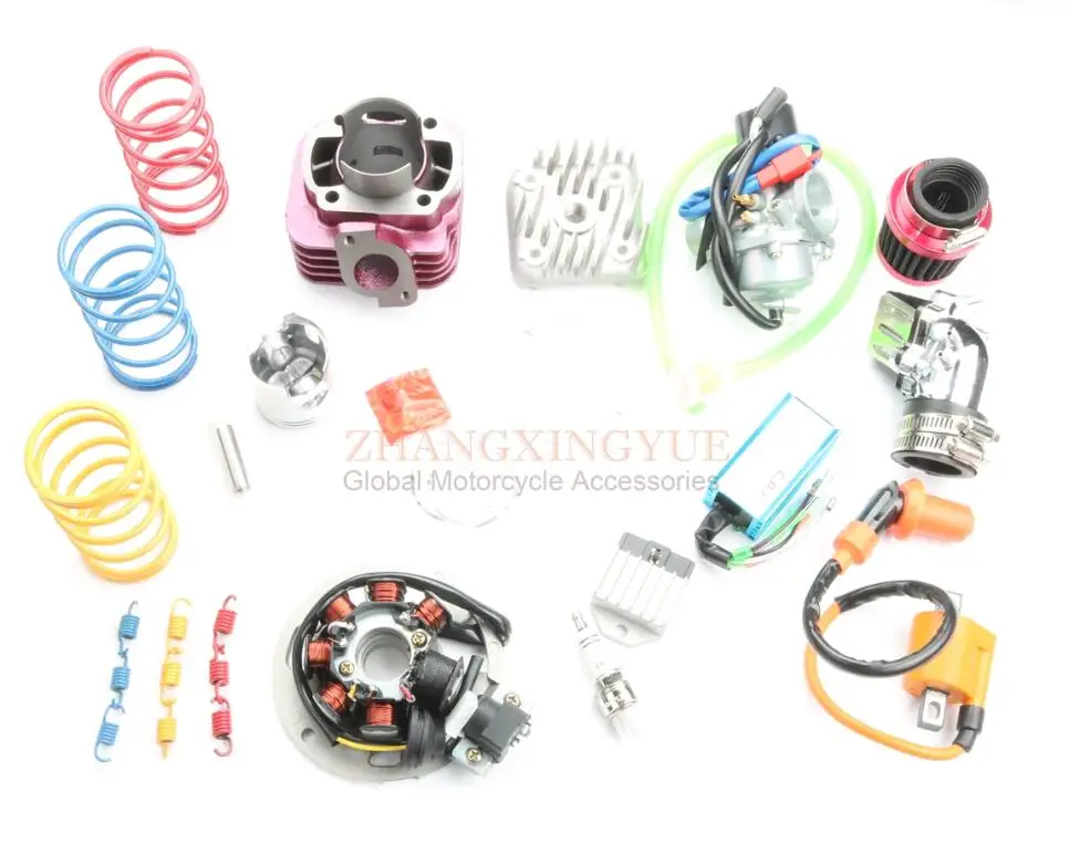 Large components 70cc двухтактный большой диаметр комплект с катушкой CDI карбюратор пружинный воздушный фильтр для YAMAHA JOG 50cc 1P40QMB 47 мм/10 мм - Цвет: Large components