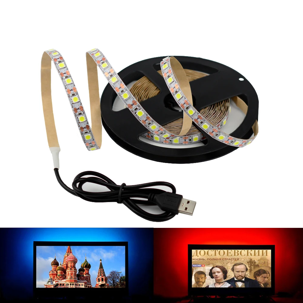LED Night Light Strip TV background Lighting Tape Lamp USB DC 5V Colors led ribbon 50CM 1M 2M 3M 4M 5M For Home Decortion | Лампы и