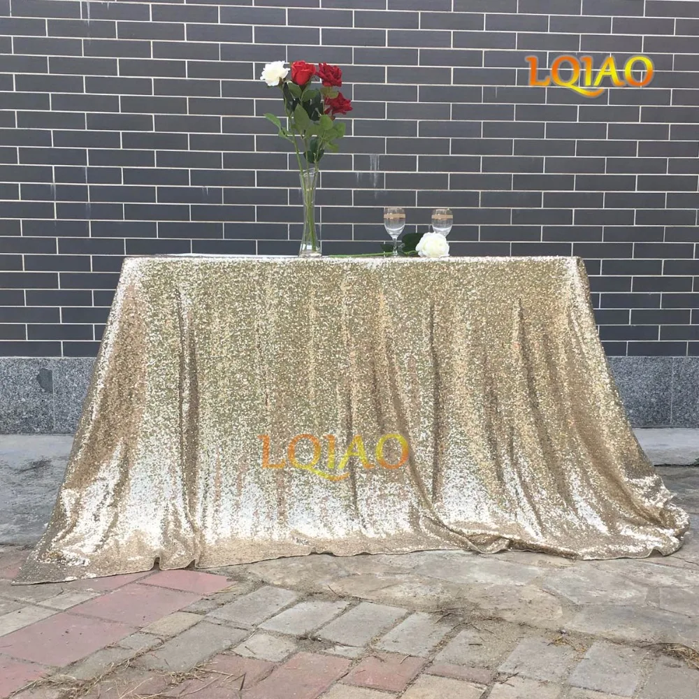 

(225x330cm) 90x132in Glitter Light Gold Sequin Tablecloth for Wedding Decoration Table Rectangular Table cloth,Sequin Linens