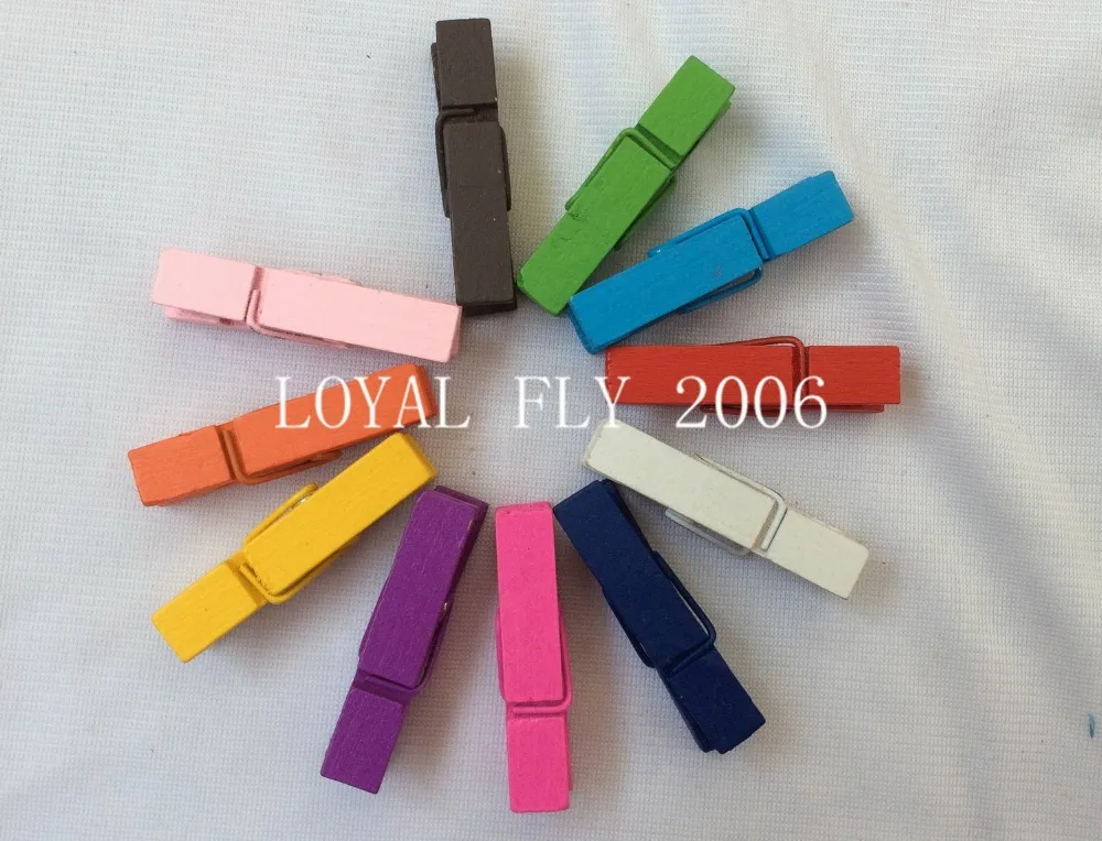 

50pcs/lot Assorted Color Small Wooden Clothes Peg | Clothespin | Clips | 35 mm | For BOY GIRL BABY SHOWER PARTY DECRO