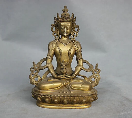 

8'' China Tibet Amitayus Longevity Long Life Buddha Bronze Statue decoration bronze factory outlets
