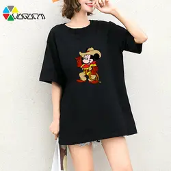 Модные Harajuku плюс размер женские Минни Микки Маус с коротким рукавом футболки свободные милые вечерние Клубные футболки