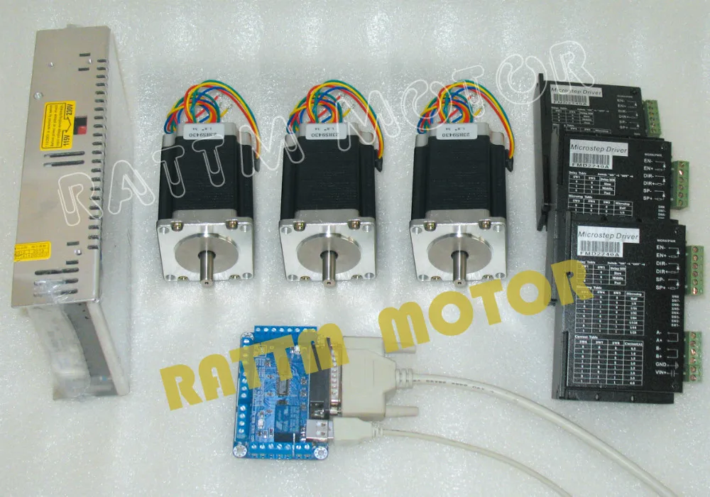 3Axis CNC controller kit 3PCS Nema23 CNC stepper motor Dual shaft 76mm 3A 270oz in Motor