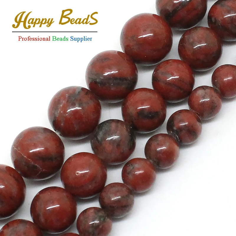

Natural Stone Sesame Red Jaspe Round Loose Beads 6/8/10/12mm Pick Size 15inches For DIY Jewellery Necklace (F00587)