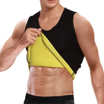 

Men Slimming Tank Tops Shapewear Tight T-Shirt Body Shapers Neoprene Weight Loss Waist Trainer Super Stretch Burn Sweat Sauna