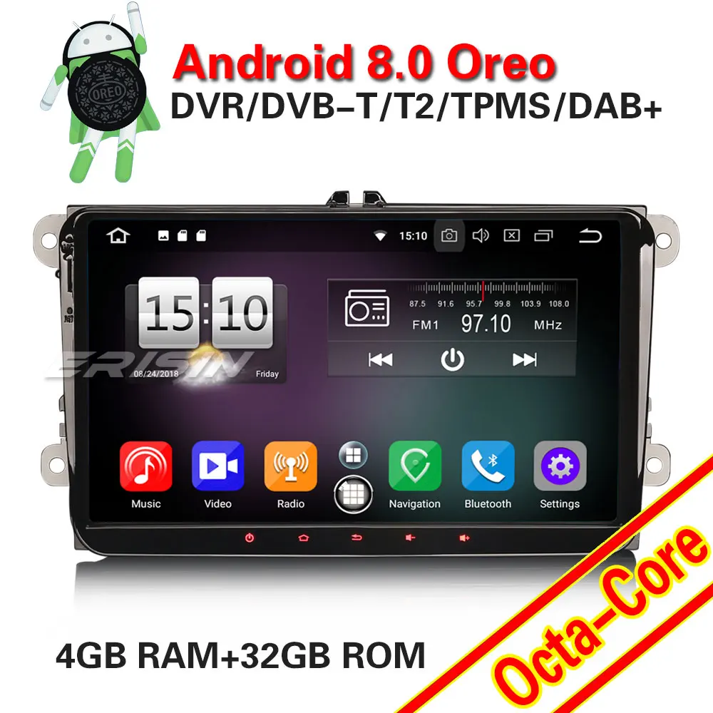 Erisin ES7591V 9 &quotAndroid 8 0 автомобиль радио DAB + Система контроля давления в шинах OBD BT 4G