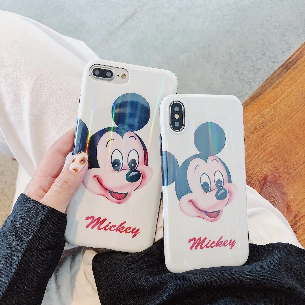 

Soft TPU laser Phone Cases Cartoon Mickey Mouse case For iphone 7 6 6s 8 Plus X XR XS Max 7P Back Cover Luxury Aurora IMD Fundas