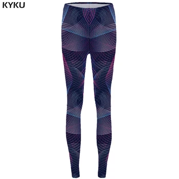 

KYKU Line Leggings Geometry Legging 3d Fashion Trousers for Long Legings High Waist leggins Women Printed Bodybuilding Lycra